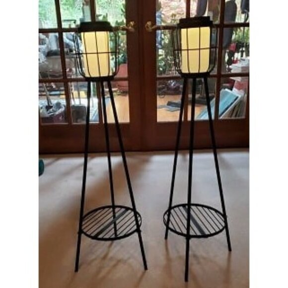 New 2 Pack Solar Lights Outdoor with Plant Stands, Solar Floor Lamp